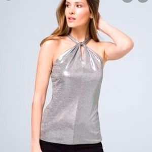 White House black market metallic twist top